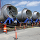 Sections of wind turbine towers before they were assembled to form the Block Island wind farm.